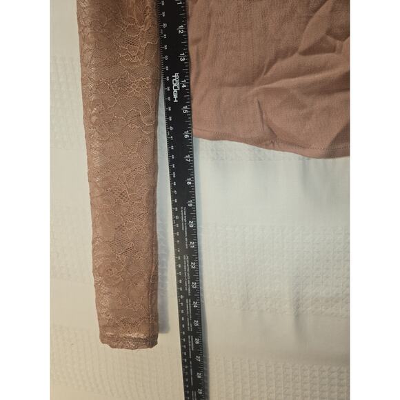 Wild Fable Cropped Sheer Top Womens Size XXS Brown Long Sleeve 6254 - Picture 5 of 9